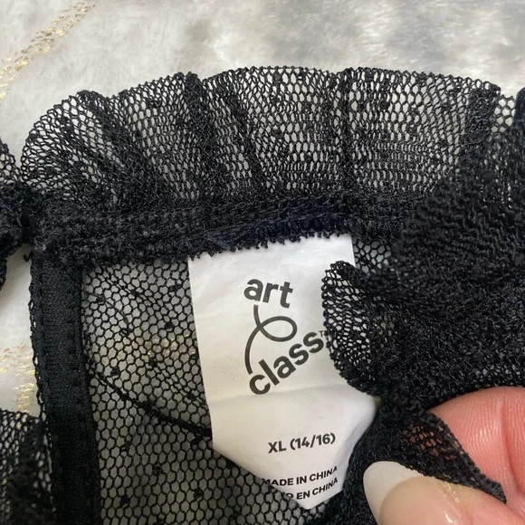 Black Art Class Sheer Long Sleeve Top - Picture 3 of 8